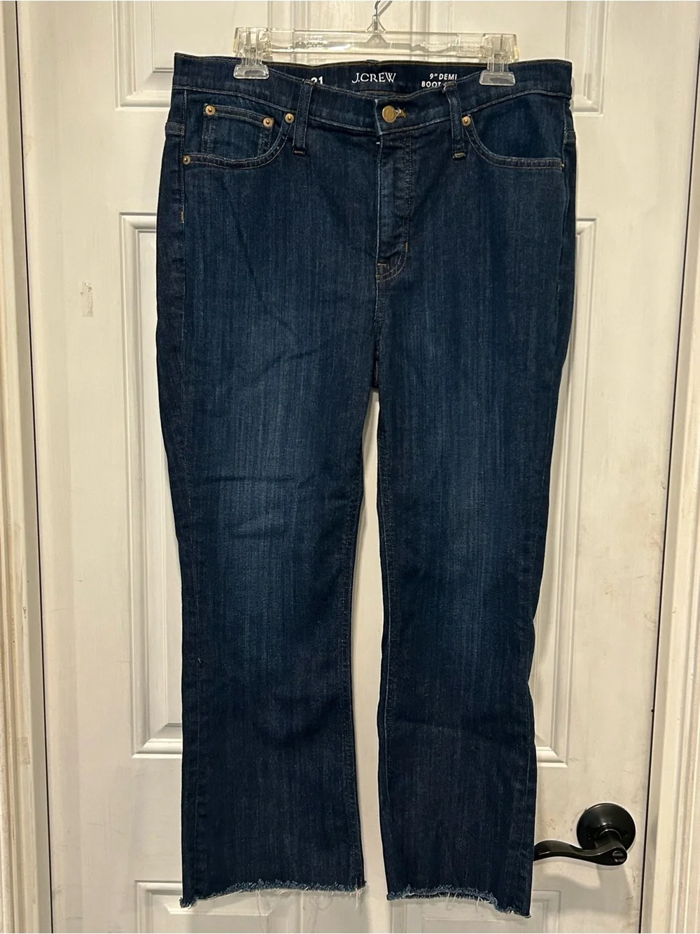 J.Crew Demi-Boot Crop Dark Indigo Raw Hem Denim Jeans Size 31